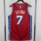 22-23 76ERS BROWN #7 Red Top Quality Hot Pressing NBA Jersey (Trapeze Edition) 飞人版