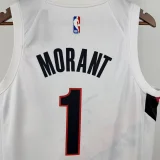 25-26 Trail Blazers MORANT #1 White Top Quality Hot Pressing NBA Jersey (V领)