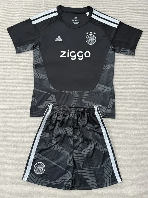 26-27 Ajax Black Goalkeeper Kids Soccer Jersey