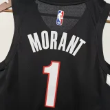 25-26 Trail Blazers MORANT #1 Black Top Quality Hot Pressing NBA Jersey (V领)
