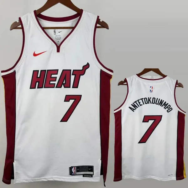 HEAT ANTETOKOUNMPO.#7 White Top Quality Hot Pressing NBA Jersey (V领)