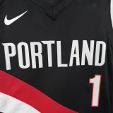25-26 Trail Blazers MORANT #1 Black Top Quality Hot Pressing NBA Jersey (V领)