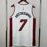 HEAT ANTETOKOUNMPO.#7 White Top Quality Hot Pressing NBA Jersey (V领）