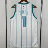 Hornets BALL #1 White Top Quality Hot Pressing NBA Jersey (Trapeze Edition) 飞人版
