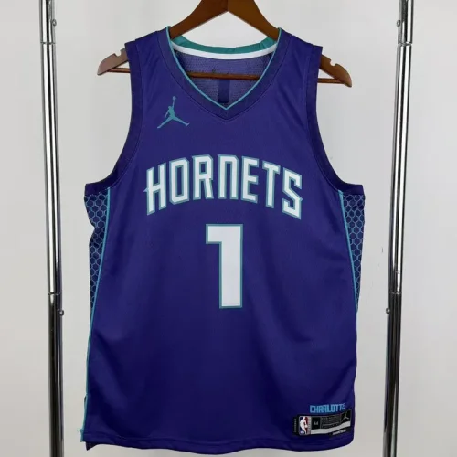 22-23 Hornets BALL #1 Purple Top Quality Hot Pressing NBA Jersey (Trapeze Edition) 飞人版