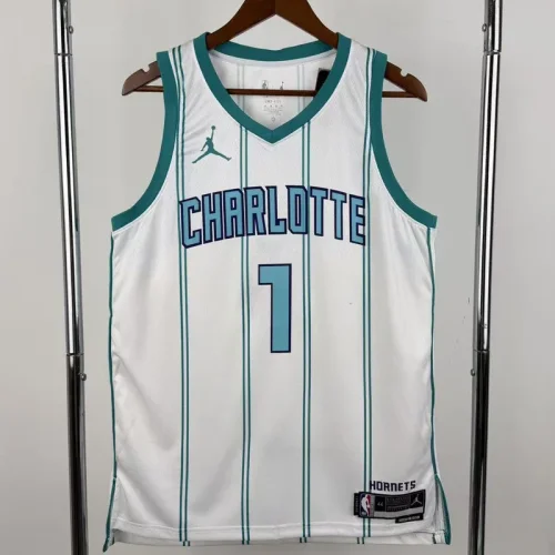 Hornets BALL #1 White Top Quality Hot Pressing NBA Jersey (Trapeze Edition) 飞人版