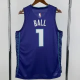 22-23 Hornets BALL #1 Purple Top Quality Hot Pressing NBA Jersey (Trapeze Edition) 飞人版