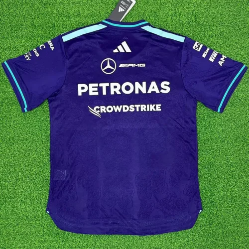 2026 Mercedes Purple T-Shirts Racing Suit (Slim-fit style)(圆领)球员