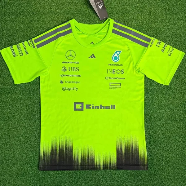 2026 Mercedes Fluorescent Green T-Shirts Racing Suit (Football Jersey Size)(圆领)