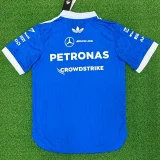 2026 Mercedes Blue Polo Racing Suit (Slim-fit style)有领球员