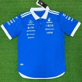 2026 Mercedes Blue Polo Racing Suit (Slim-fit style)有领球员