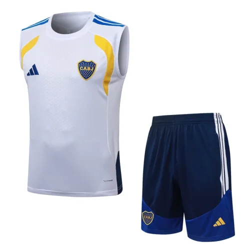 26-27 Boca Juniors White Tank top and shorts suit #D26088