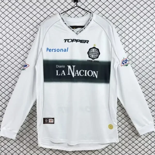 2002 Club Olimpia Home Long Sleeve Retro Soccer Jersey (长袖)