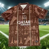 26-27 PSG Brown Special Edition Fans Training shirts (白广告)
