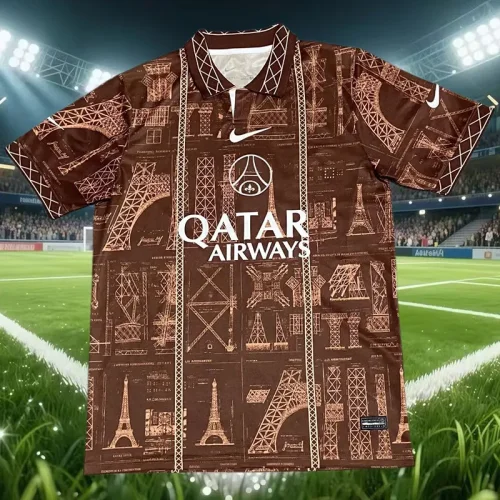 26-27 PSG Brown Special Edition Fans Training shirts (白广告)