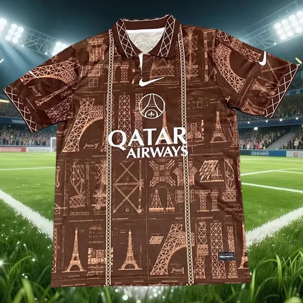26-27 PSG Brown Special Edition Fans Training shirts (白广告)