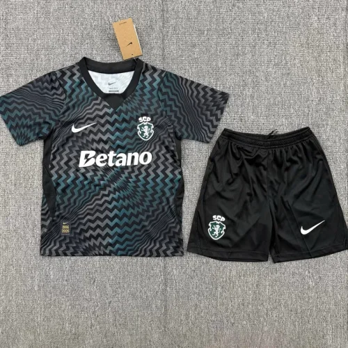 26-27 Sporting Lisbon Black Goalkeeper Kids Soccer Jersey
