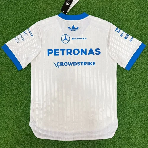 2026 Mercedes White T-Shirts Racing Suit (Slim-fit style)圆领球员