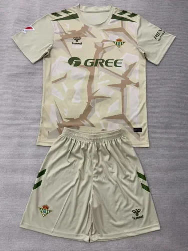 26-27 Real Betis Khaki Goalkeeper Kids Soccer Jersey