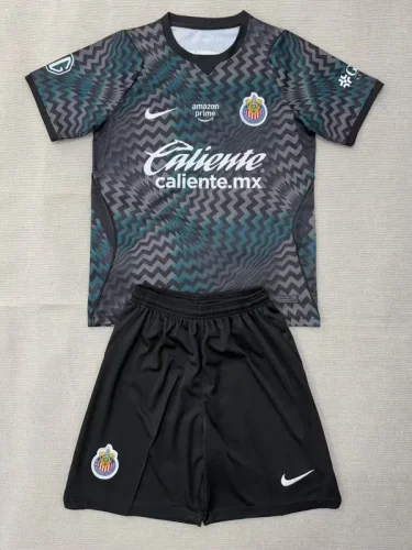 26-27 Chivas Guadalajara Black Goalkeeper Kids Soccer Jersey