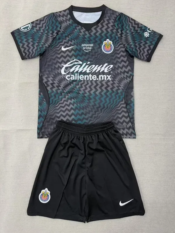 26-27 Chivas Guadalajara Black Goalkeeper Kids Soccer Jersey