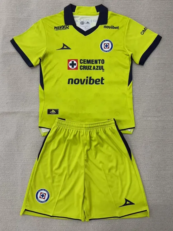 26-27 Cruz Azul Fluorescent green Goalkeeper Kids Soccer Jersey