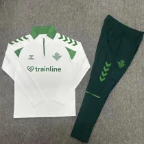 26-27 Real Betis White Half Pull Tracksuit (Pants Have Pocket)(半拉链) 26-27 Real Betis White Half Pull Tracksuit (Pants Have Pocket)(半拉链)