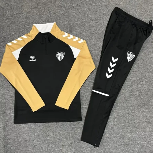 26-27 Malaga Black Half Pull Tracksuit (Pants Have Pocket)(半拉链)