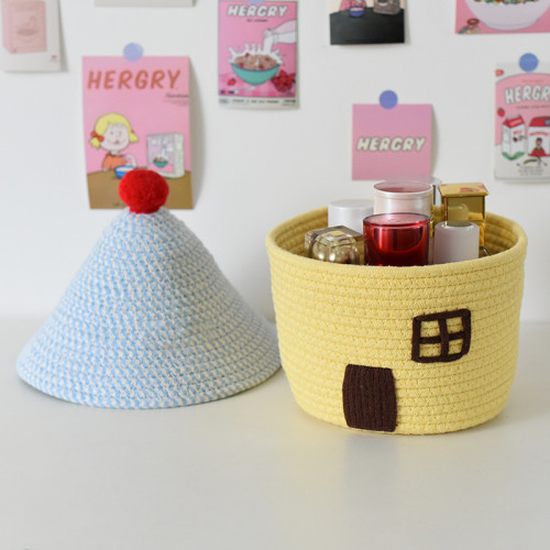 Cartoon Desktop Storage Box Snack Storage Basket Sorting Box Household Cotton Thread Braided Toy Storage Bucket