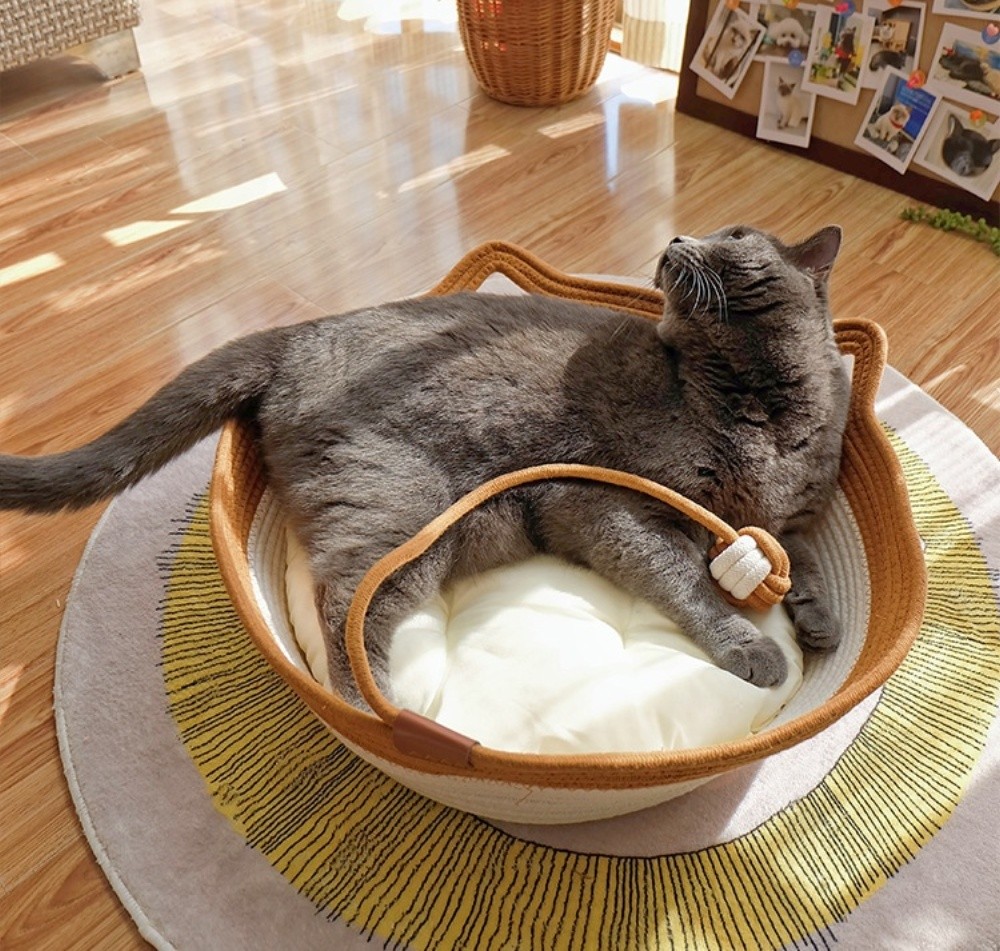 cotton rope woven pet bed