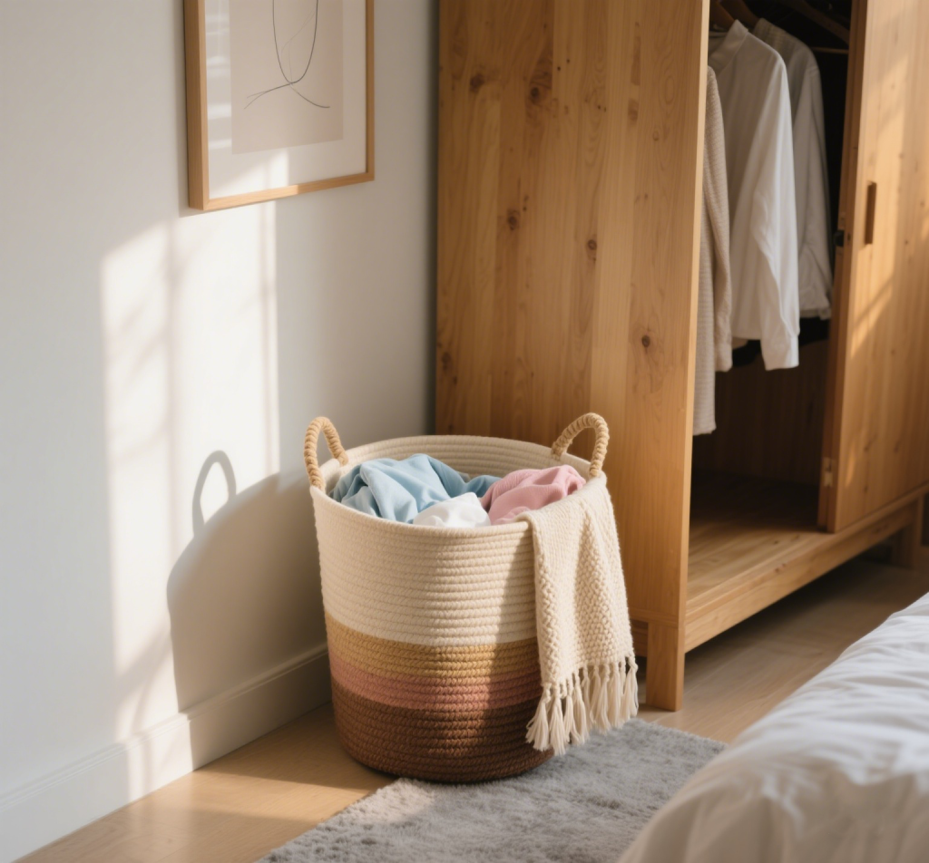 cotton rope woven laundry basket