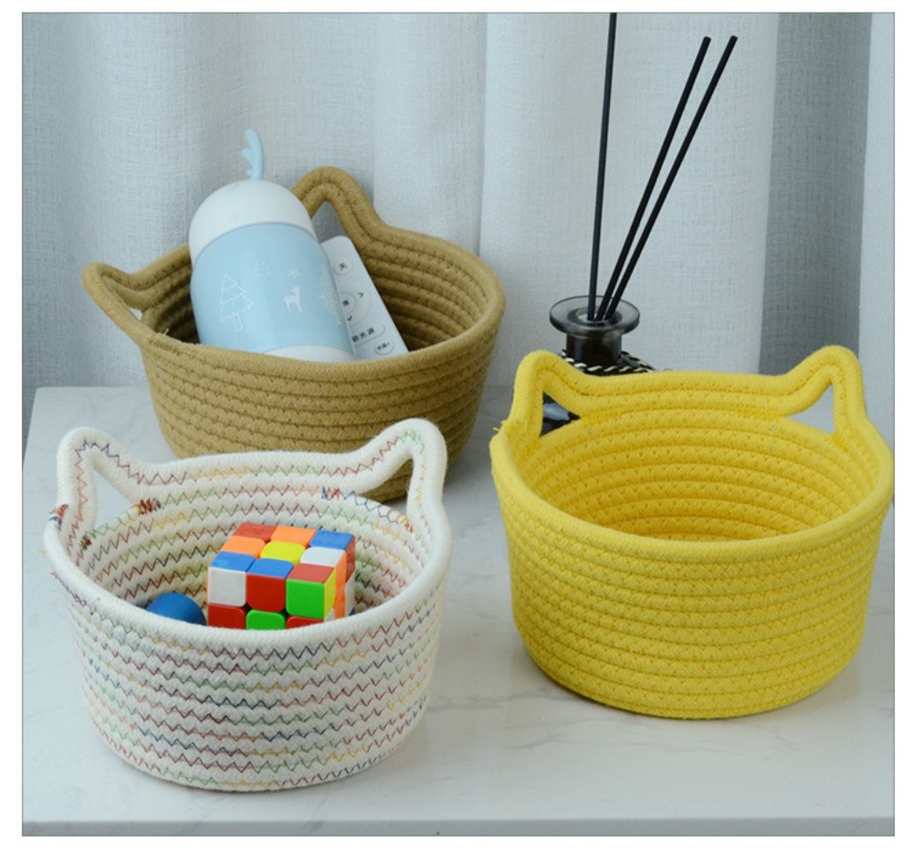 cotton rope woven organizer basket