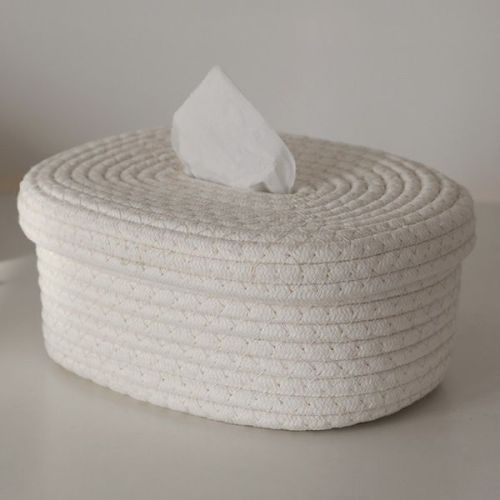 Cotton Rope Woven Tissue Box Cardboard Box Simple Rectangular Household Living Room Dining Table Napkin Storage Box
