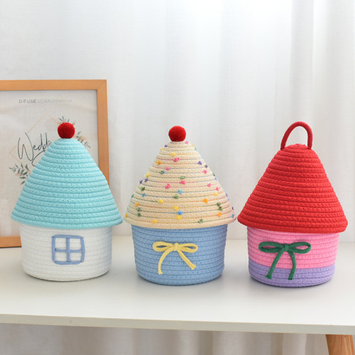 Cartoon Desktop Storage Box Snack Storage Basket Sorting Box Household Cotton Thread Braided Toy Storage Bucket