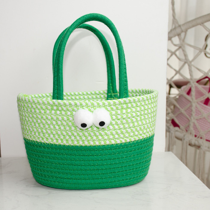 Desktop Storage Basket Cotton Thread Braid Storage Basket Handbag