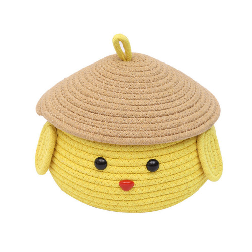 Pudding Dog Cartoon Cotton Rope Woven Storage Basket Desktop Snack Toy Storage Box Living Room Bedside Storage Basket