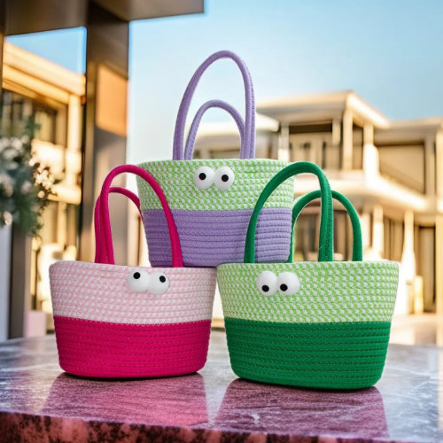Desktop Storage Basket Cotton Thread Braid Storage Basket Handbag