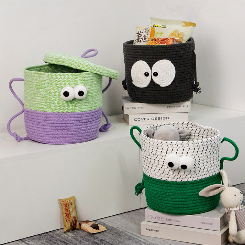 Cotton Thread Knitted Toys and Snack Storage Basket Living Room Desktop Organization Basket