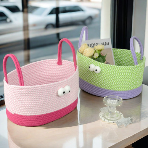 Desktop Storage Basket Cotton Thread Braid Storage Basket Handbag