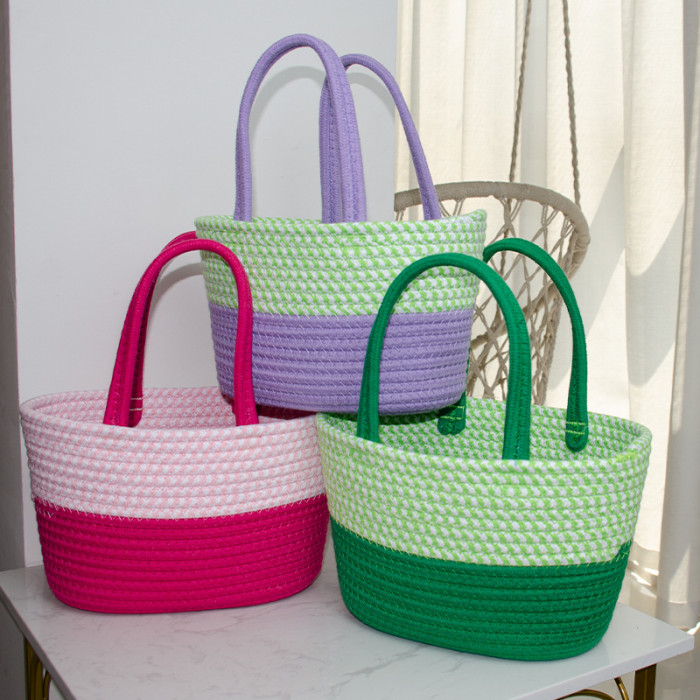 Desktop Storage Basket Cotton Thread Braid Storage Basket Handbag