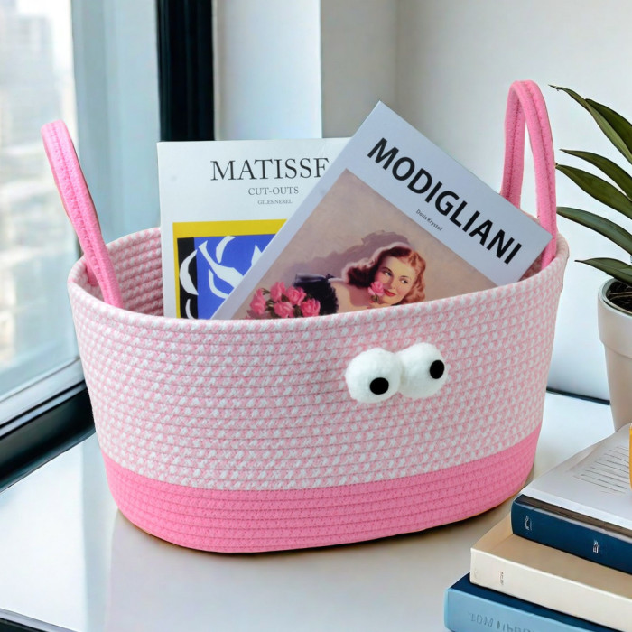 Desktop Storage Basket Cotton Thread Braid Storage Basket Handbag