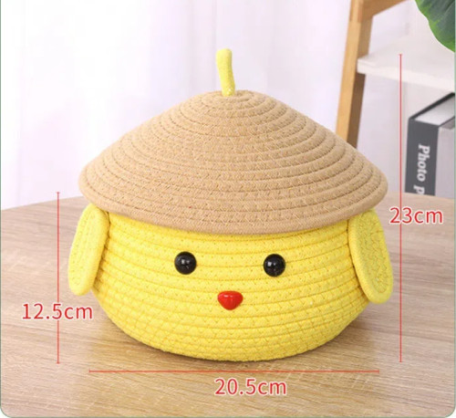 Pudding Dog Cartoon Cotton Rope Woven Storage Basket Desktop Snack Toy Storage Box Living Room Bedside Storage Basket