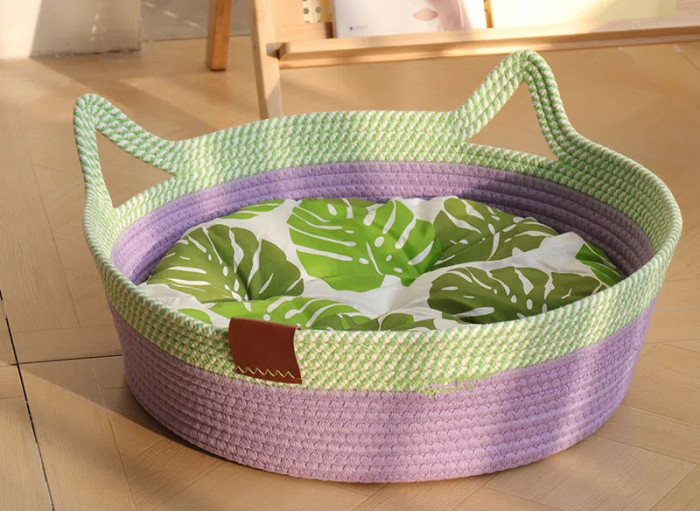 Cotton Rope Woven Cat Basket Nest Can Be Washed and Available for All Seasons