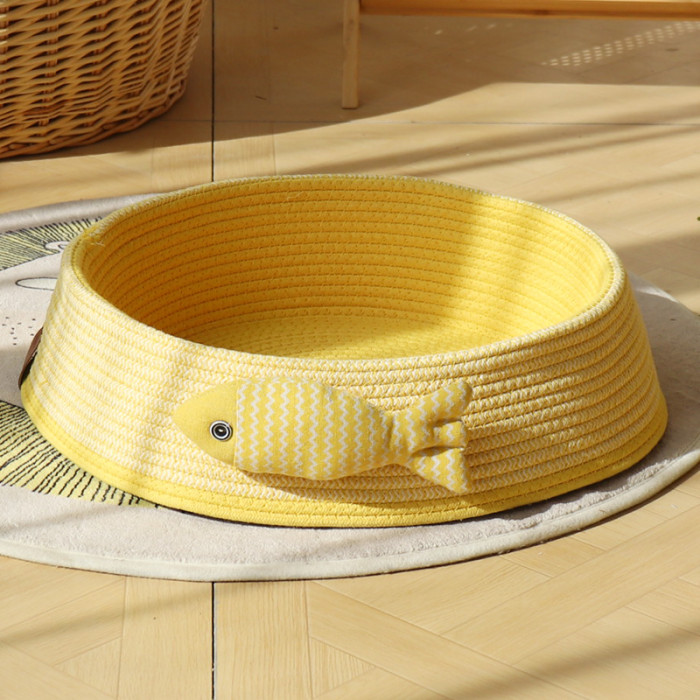 Cotton Rope Woven Basket Cat Nest Washable Pet Bed Available for All Seasons