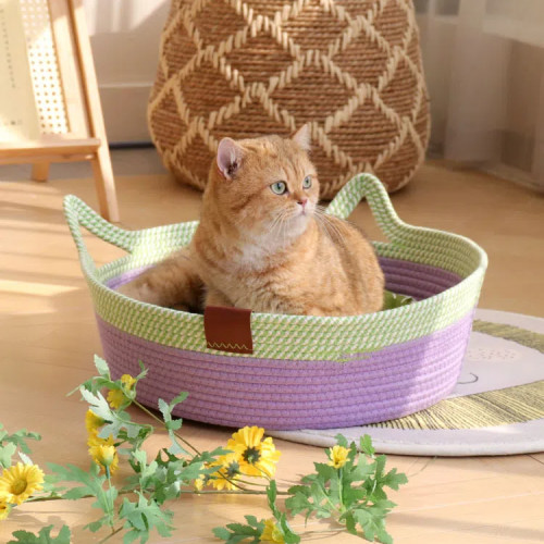 Cotton Rope Woven Cat Basket Nest Can Be Washed and Available for All Seasons