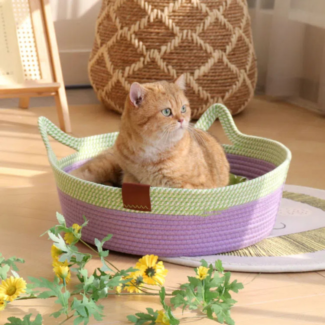Cotton Rope Woven Cat Basket Nest Can Be Washed and Available for All Seasons