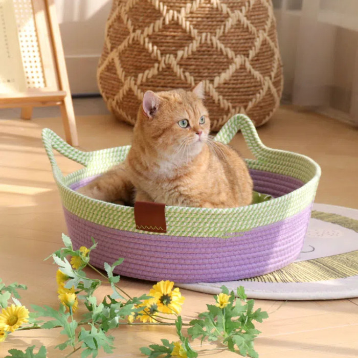 Cotton Rope Woven Cat Basket Nest Can Be Washed and Available for All Seasons