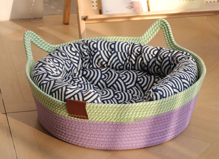 Cotton Rope Woven Cat Basket Nest Can Be Washed and Available for All Seasons
