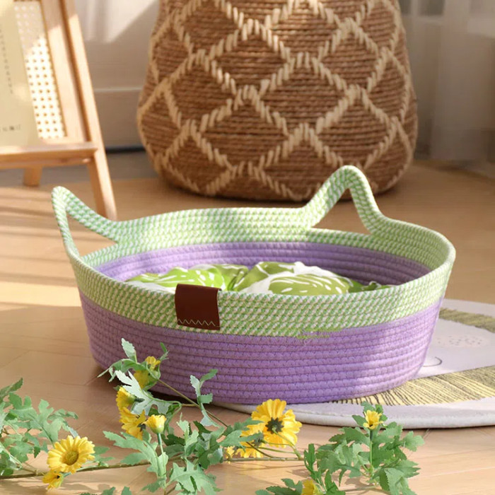 Cotton Rope Woven Cat Basket Nest Can Be Washed and Available for All Seasons
