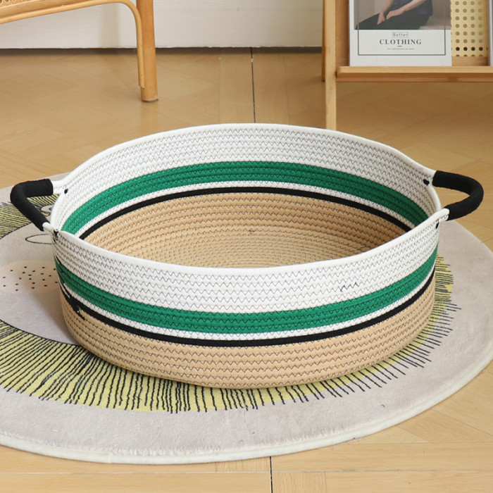 Cotton Rope Woven Basket Cat Nest Summer Cat Bed Scratch Board Washable Pet Supplies